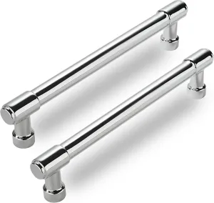 10 Pack Polished Chrome Cabinet Pulls,5 Inch(128mm) Hole Centers Cabinet Handles Kitchen Hardware for Cabinets and Drawer