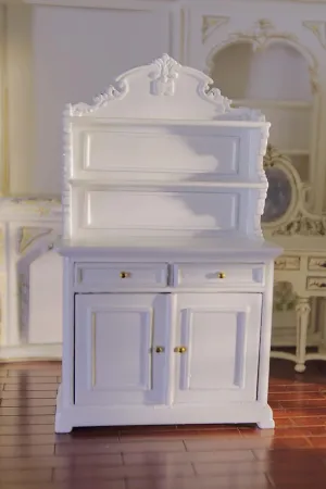 1/12 Dollhouse Hand Carved White Bookcase Cabinet Miniature Furniture Luxury