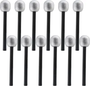 12 Packs Glittered Microphones Fake Bling Microphone Prop Kids Plastic Pretend Rock Star Toy Music Microphone Disco Stage Costume Prop for Kids New Years Party Supplies Favors