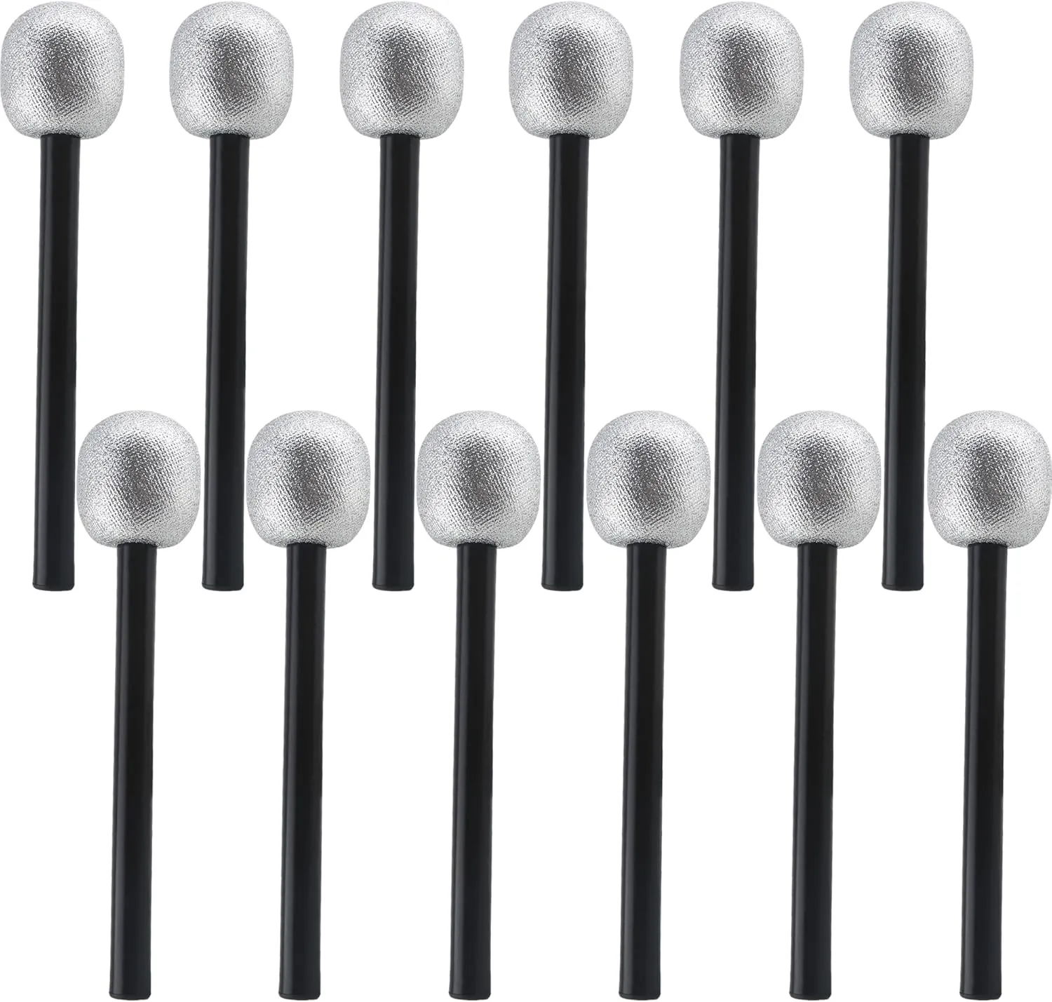 12 Packs Glittered Microphones Fake Bling Microphone Prop Kids Plastic Pretend Rock Star Toy Music Microphone Disco Stage Costume Prop for Kids New Years Party Supplies Favors