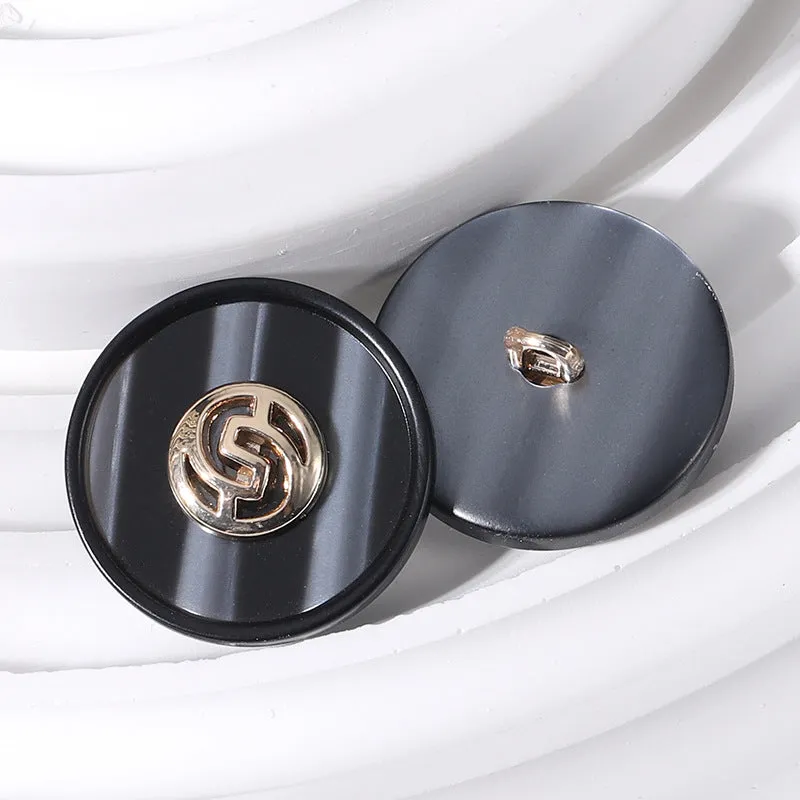 18-25mm Round Resin Metal Geometric Buttons 12pcs