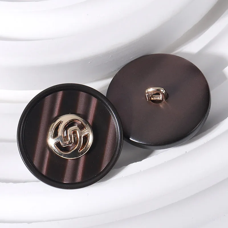 18-25mm Round Resin Metal Geometric Buttons 12pcs