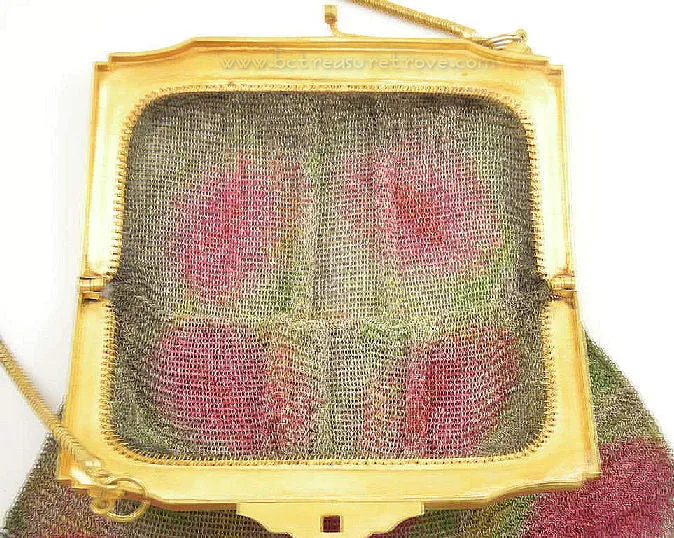 1920s Flapper Era Dresden Mesh Purse – Germany – Vintage Abstract Deco Design