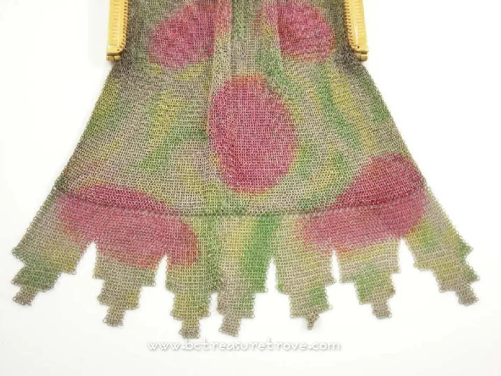 1920s Flapper Era Dresden Mesh Purse – Germany – Vintage Abstract Deco Design