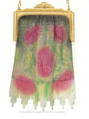 1920s Flapper Era Dresden Mesh Purse – Germany – Vintage Abstract Deco Design