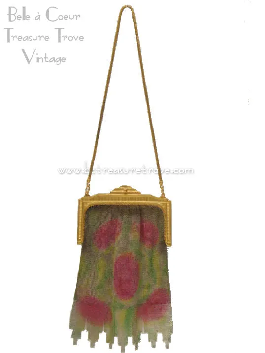 1920s Flapper Era Dresden Mesh Purse – Germany – Vintage Abstract Deco Design