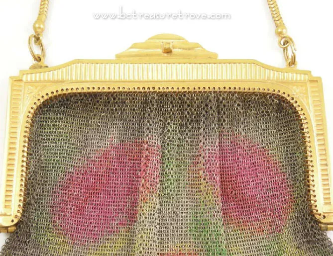1920s Flapper Era Dresden Mesh Purse – Germany – Vintage Abstract Deco Design
