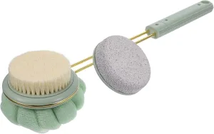 1Set Double Sided Long Handle Back Scrubber Brush Exfoliating Bath Brush with Bristles Shower Ball and Pumice Heads for Full Body Cleansing and Comfort