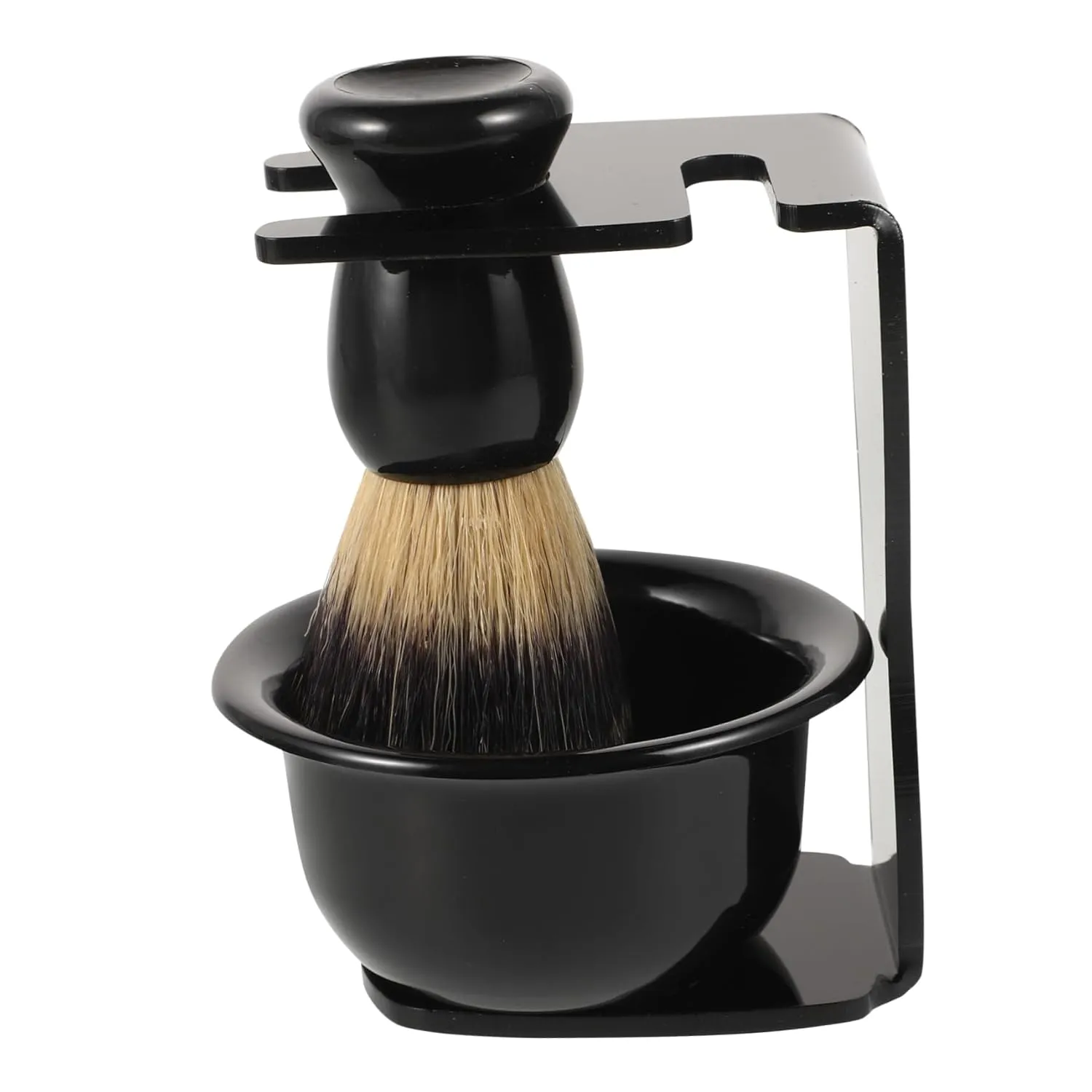 1set Elegant Shaving Set Nylon Bristle Brush Ergonomic Shaving Bowl Holder for Men for Smooth Shops Convenient Beard Care Kit