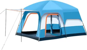 2 Room Camping Tent with Sun Canopy, Waterproof Windproof Family Tent, 4-8 Person Villa Tent with Large Mesh Windows Easy Pitch Family Outdoor Picnic