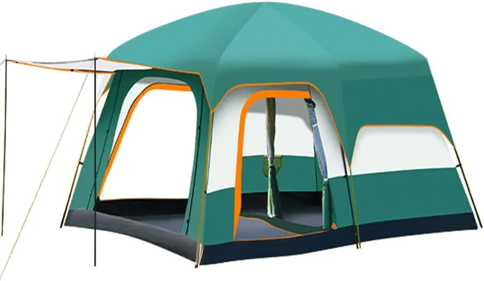2 Room Camping Tent with Sun Canopy, Waterproof Windproof Family Tent, 4-8 Person Villa Tent with Large Mesh Windows Easy Pitch Family Outdoor Picnic