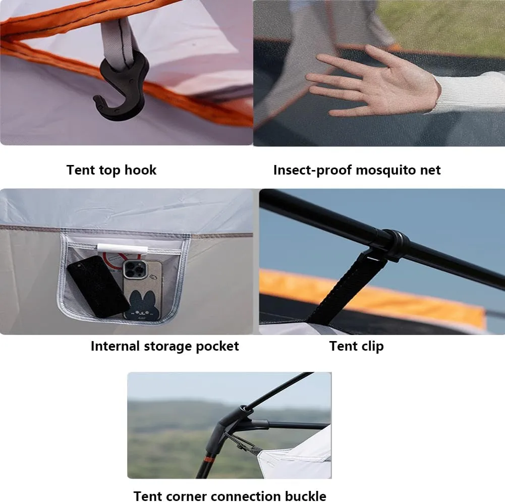 2 Room Camping Tent with Sun Canopy, Waterproof Windproof Family Tent, 4-8 Person Villa Tent with Large Mesh Windows Easy Pitch Family Outdoor Picnic
