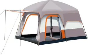 2 Room Camping Tent with Sun Canopy, Waterproof Windproof Family Tent, 4-8 Person Villa Tent with Large Mesh Windows Easy Pitch Family Outdoor Picnic