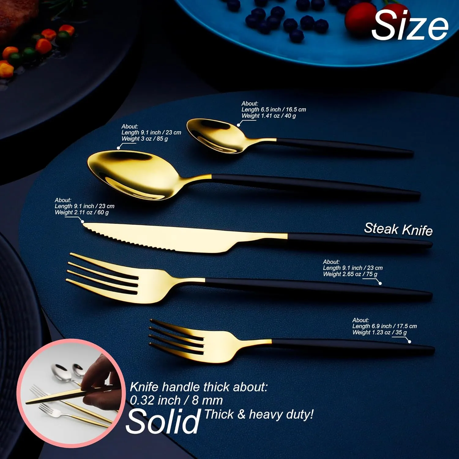 20 Piece Luxury Silverware Set for 4 Gold Top & Black Handle Mirror-Polished 18/10 Stainless Steel Heavy Flatware Set Modern Cutlery Set Knife/Fork/Spoon with Gifts for Home & Hotel