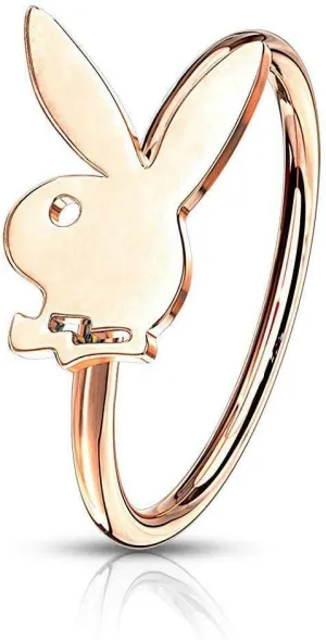 20G 316L Surgical Steel PVD Playboy Bunny Top Bendable Nose Ring Cartilage Hoop Helix Tragus Earrings Piercing Jewelry 8mm 5/16 Inch