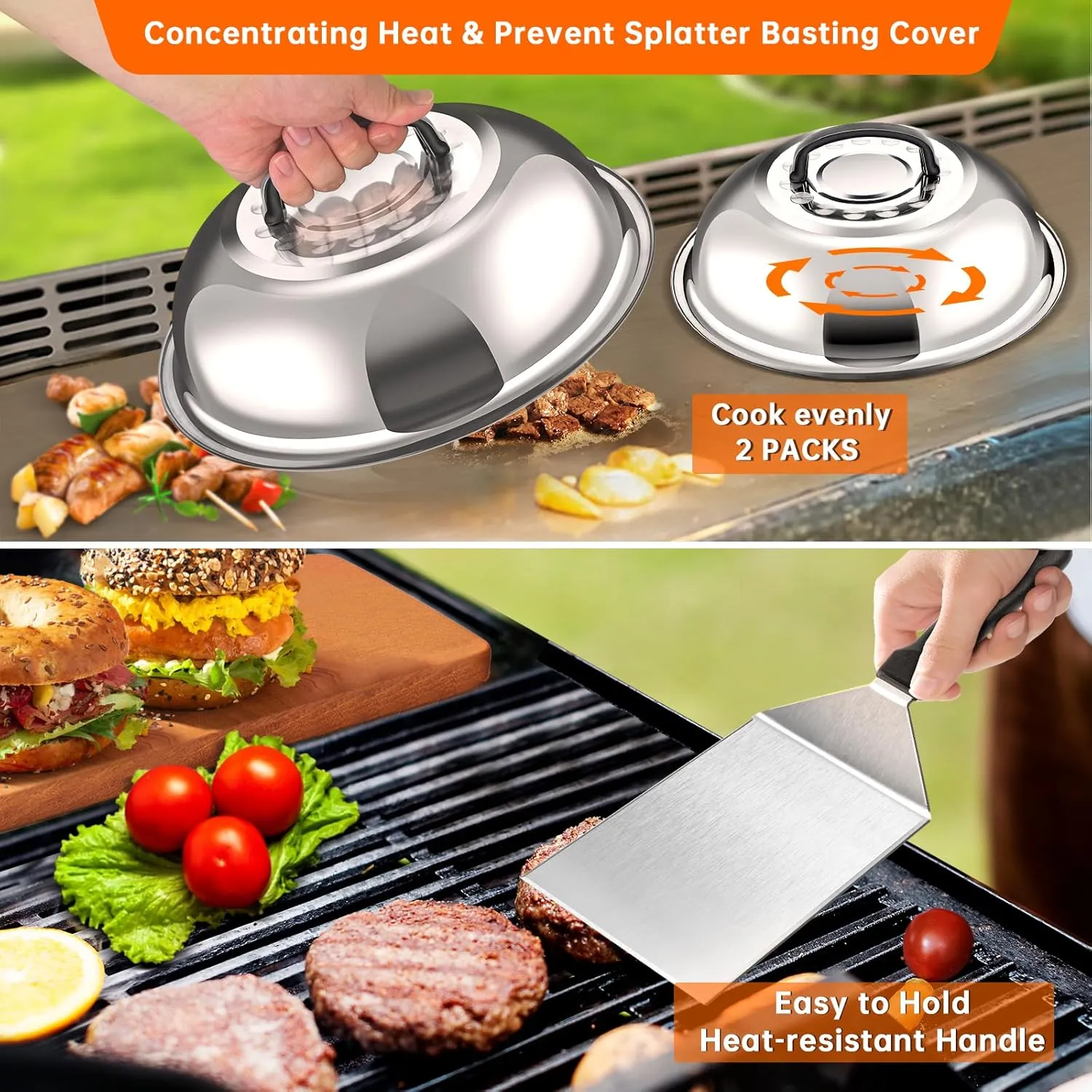 22PCS Griddle Accessories Kit, Flat Top Grill Accessories Set for Blackstone and Camp Chef, Grill Spatula Set with Enlarged Spatulas, Basting Cover, Scraper,Silicone Grill Mat for Outdoor BBQ