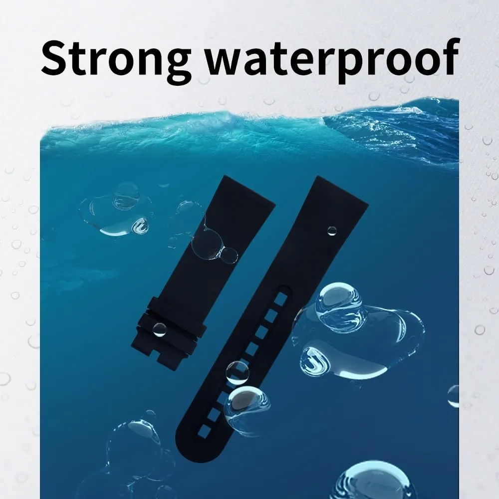23.0Mm Fluorous Rubber Soft Watch Band For Blancpain Strap Fifty Fathoms 5000 5015 Black Belt Bracelets Replacement