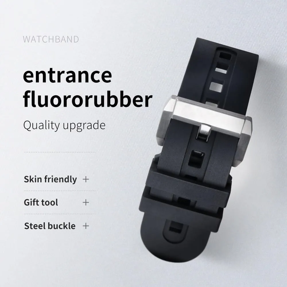 23.0Mm Fluorous Rubber Soft Watch Band For Blancpain Strap Fifty Fathoms 5000 5015 Black Belt Bracelets Replacement