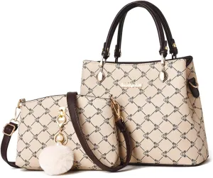 2Pcs Handbags Sets for Women Large Tote Bags Cute Crossbody Purses