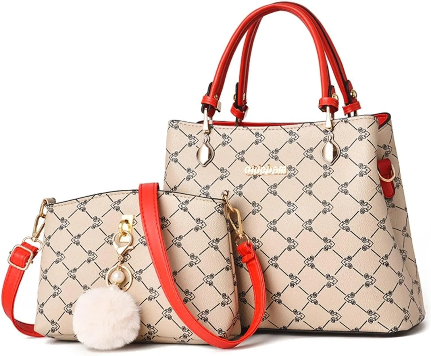 2Pcs Handbags Sets for Women Large Tote Bags Cute Crossbody Purses
