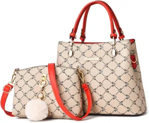 2Pcs Handbags Sets for Women Large Tote Bags Cute Crossbody Purses