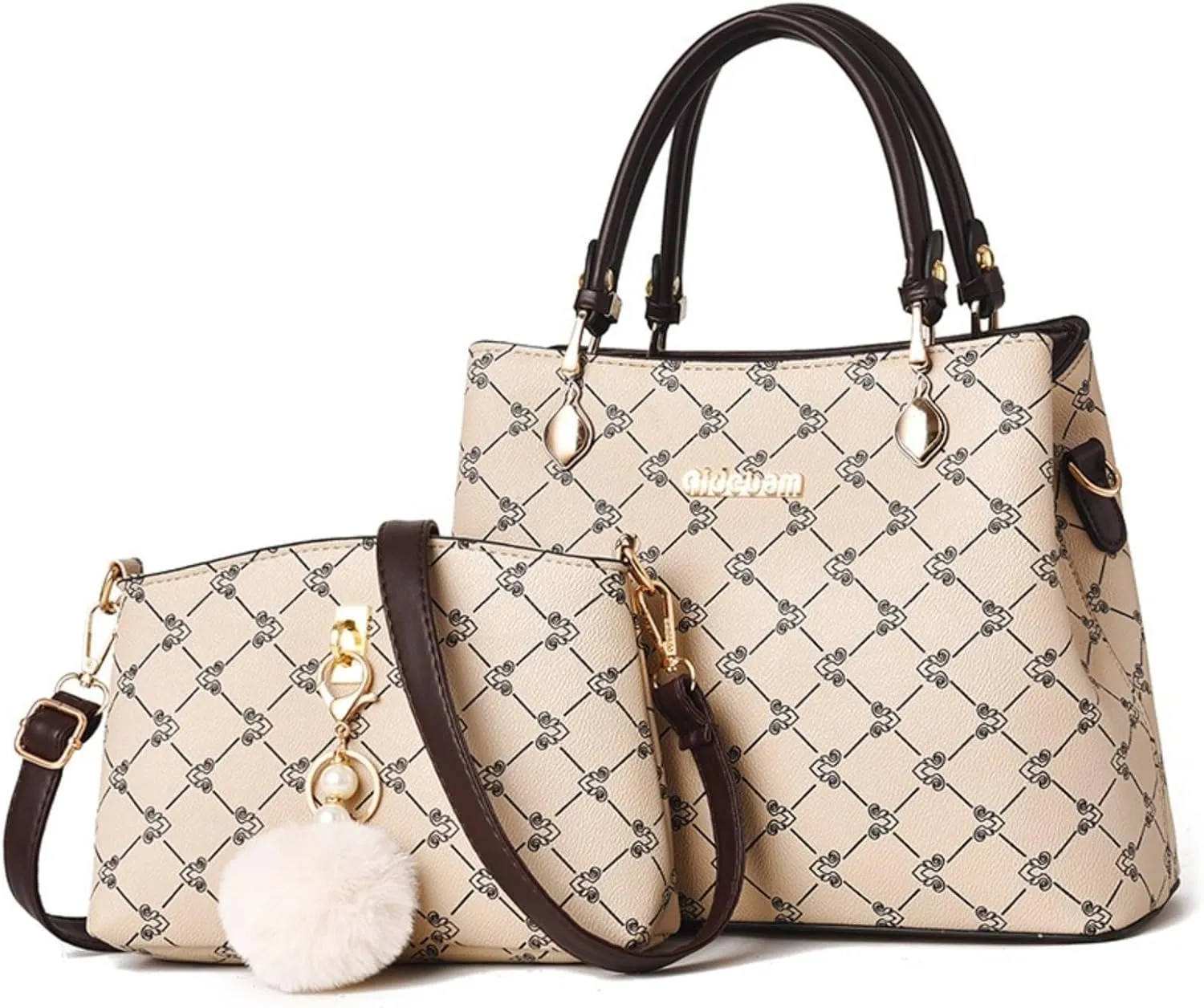 2Pcs Handbags Sets for Women Large Tote Bags Cute Crossbody Purses