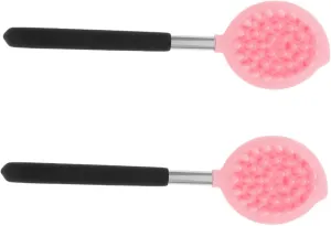 2pcs Silicone Shower Brush with Long Handle Exfoliating Body Scrubber for Deep Cleansing Dual Sided Bath Massaging Tool Comfortable Bathing Experience