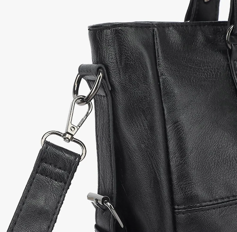 2Pcs Tote Bags Women 2025 Trendy Soft Leather Shoulder Purses Top-handle Handbags with Removeable Strap Multi Pockets