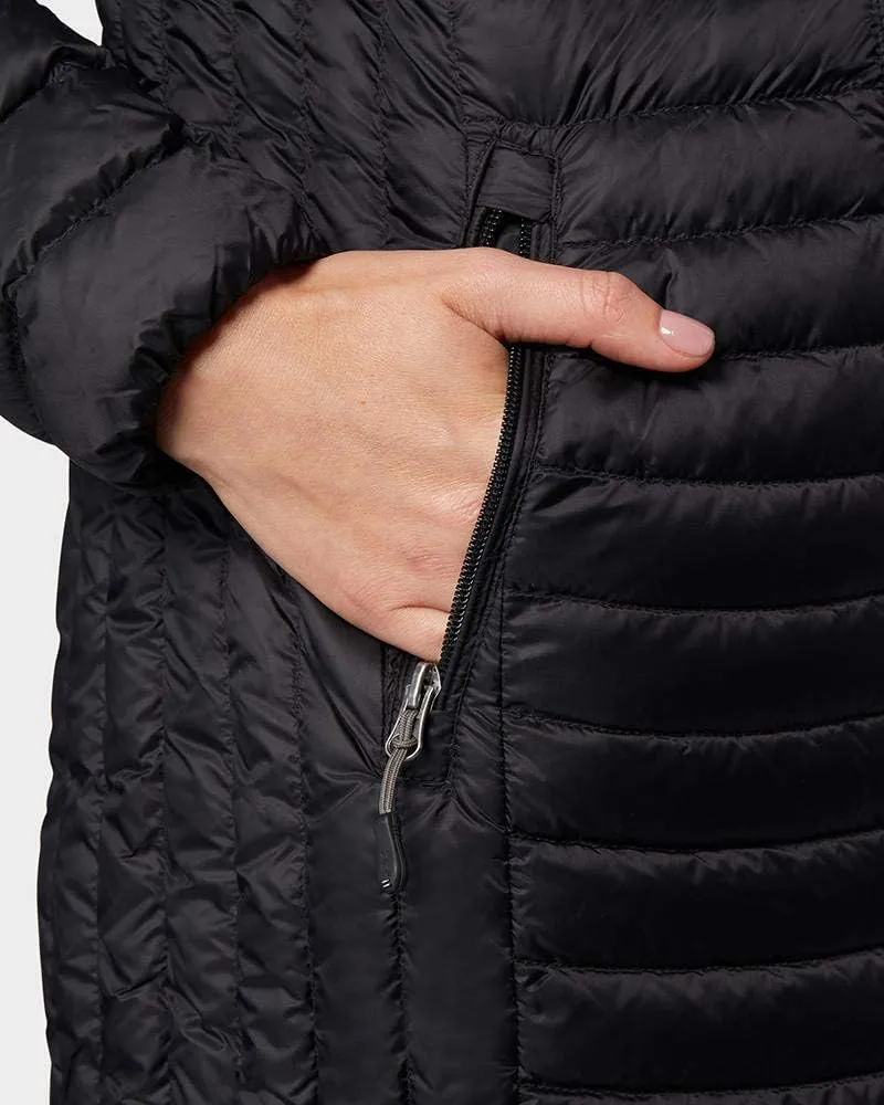 32 Degrees Women's 3/4 Ultra-Light Down Jacket| Slim Fit | Detachable Hood | Water Repellant