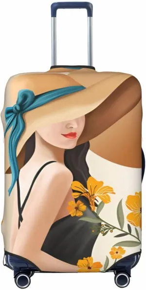 3D Elegant Girl Travel Luggage Cover Fits 18-32 Inch Luggage, Elastic Suitcase Cover Protector with Concealed Zipper for Wheeled Suitcase Tsa Approved