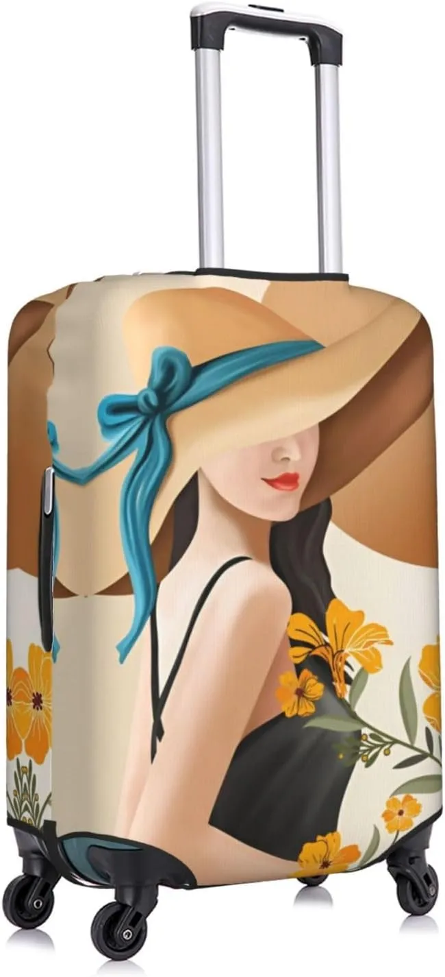 3D Elegant Girl Travel Luggage Cover Fits 18-32 Inch Luggage, Elastic Suitcase Cover Protector with Concealed Zipper for Wheeled Suitcase Tsa Approved