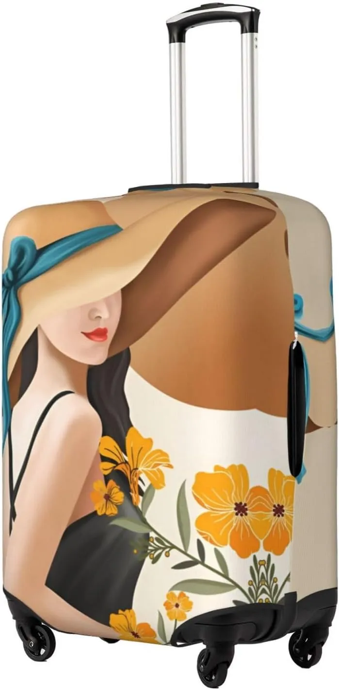 3D Elegant Girl Travel Luggage Cover Fits 18-32 Inch Luggage, Elastic Suitcase Cover Protector with Concealed Zipper for Wheeled Suitcase Tsa Approved