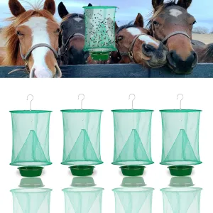 4 Packs Ranch Fly Trap - Fly Traps Outdoor Hanging Fly Catcher,Stable Fly Trap Fly Bag Reusable Fly Traps (Green)