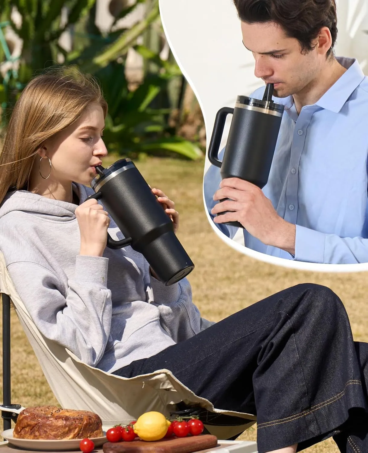 40 oz Lid Replacement for Stanley, 2 Pack Tumbler Detachable Leak Proof Flip Straw Lid Compatible with Stanley 40oz Quencher Flip Straw Tumbler, BPA-Free No Spill