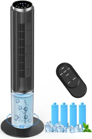 42 INCH Portable Air Conditioners w/LED Touch Screen, 4 Mode&3 Speed,1-Gal Tank for 15H Cooling Evaporative Air Cooler,12H Timer, No Hose No Window Needed, 90° Oscillating AC Unit for Bedroom