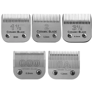 5 Packs Professional Detachable Replacement Ceramic Blades Set,Cut Length 1/50-Inch to 3/8-Inch(0.5MM-9.5MM),compatible with Andis/oster Classic 76/Star-Teq/Power-Teq/A5 Clipper