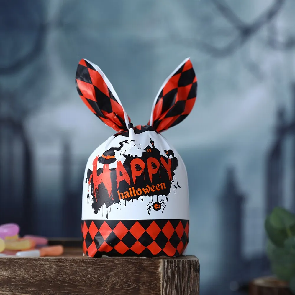 50Pcs Halloween Clear Plastic Candy Bags Pumpkin Skull Gift Packaging Bag Trick Or Treat Halloween Decor Printed Gift Bags 2023