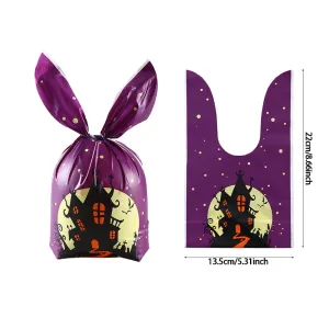 50Pcs Halloween Clear Plastic Candy Bags Pumpkin Skull Gift Packaging Bag Trick Or Treat Halloween Decor Printed Gift Bags 2023
