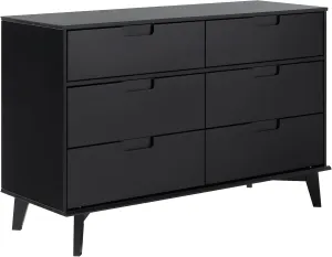 6-Drawer Groove Handle Solid Wood Dresser - Black
