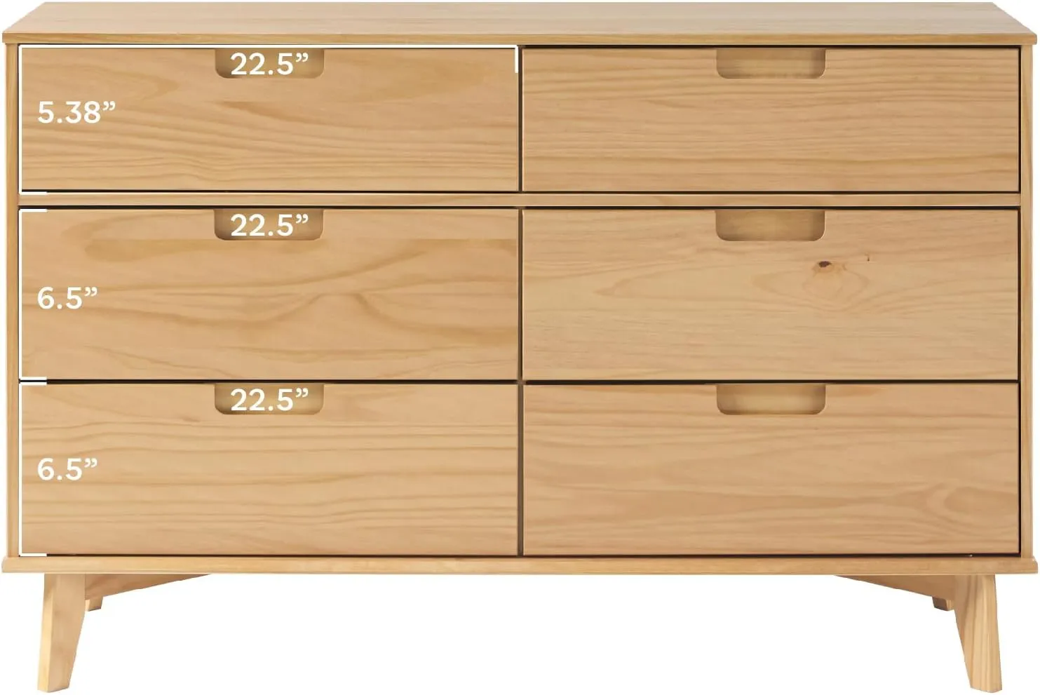 6-Drawer Groove Handle Solid Wood Dresser - Natural Pine