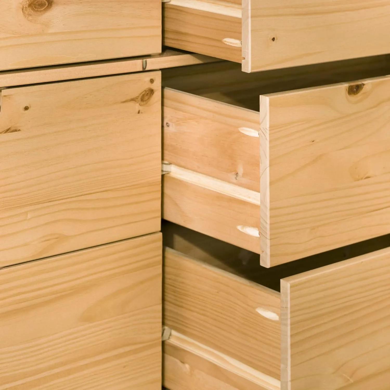 6-Drawer Groove Handle Solid Wood Dresser - Natural Pine