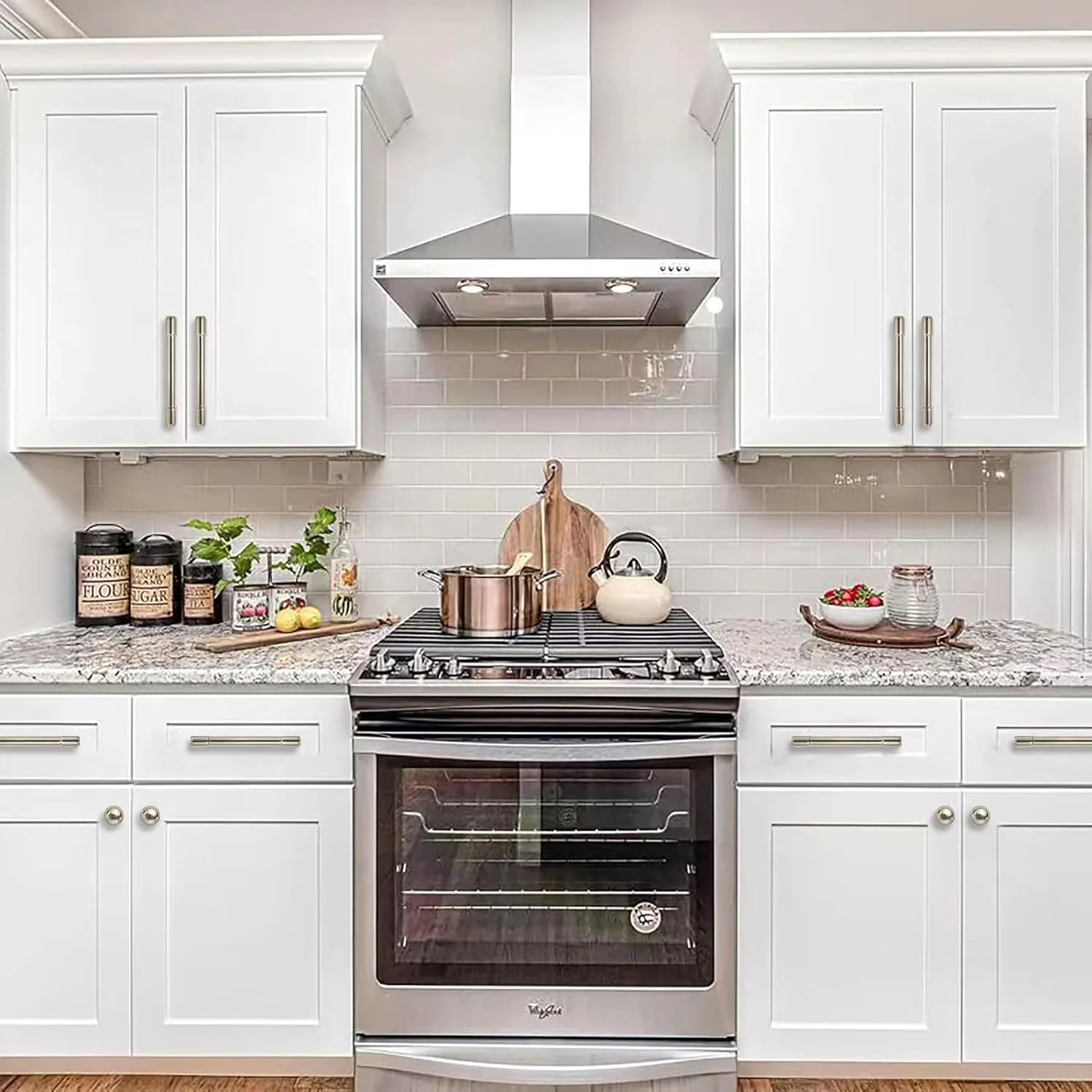 6 Pack Polished Nickel Cabinet Pulls,5 Inch(128mm) Hole Centers Cabinet Handles Kitchen Hardware for Cabinets and Drawer