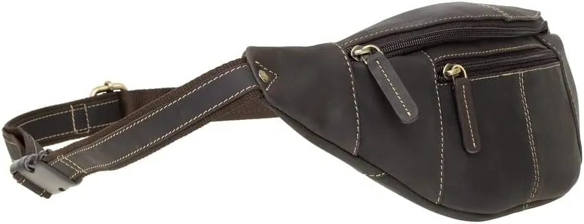 721 Genuine Soft Leather Bumbag Fanny Pack Waist Pouch (Oil Brown)