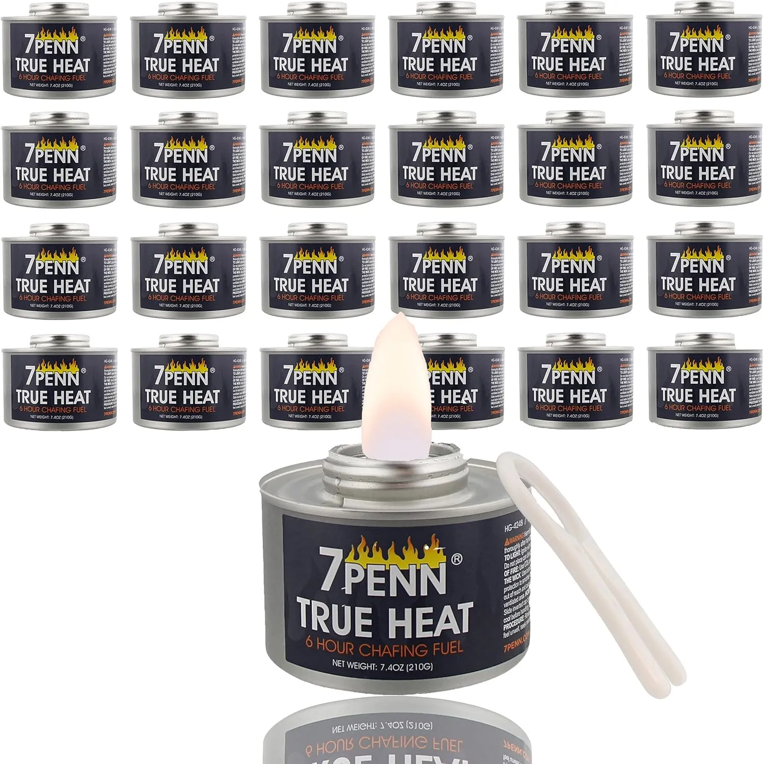 7Penn Buffet Food Warmers for Parties, 12 Pack - 6 Hour Chafing Dish Fuel Cans Catering Food Warmers Buffet Heating Food Warmer Party Canned Heat Burner with Bonus Lid Openers