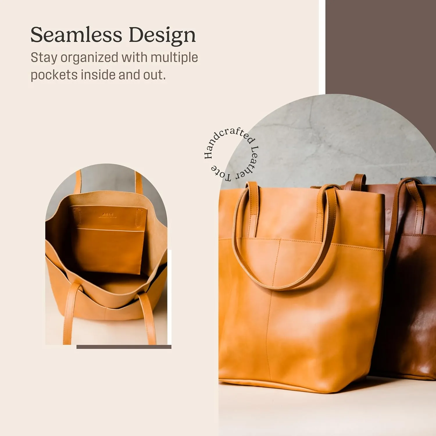 ABLE Clothing Leather Tote Bag for Women,Stylish, Handcrafted, Accessory and Utility Tote Bag with Drop Straps