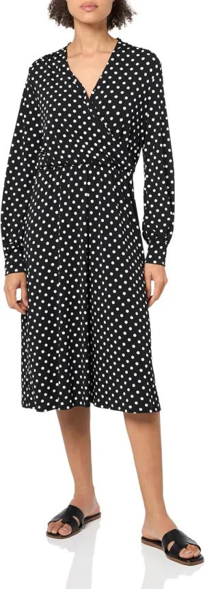 Adrianna Papell Women's Long Sleeve Wrap Midi Dress