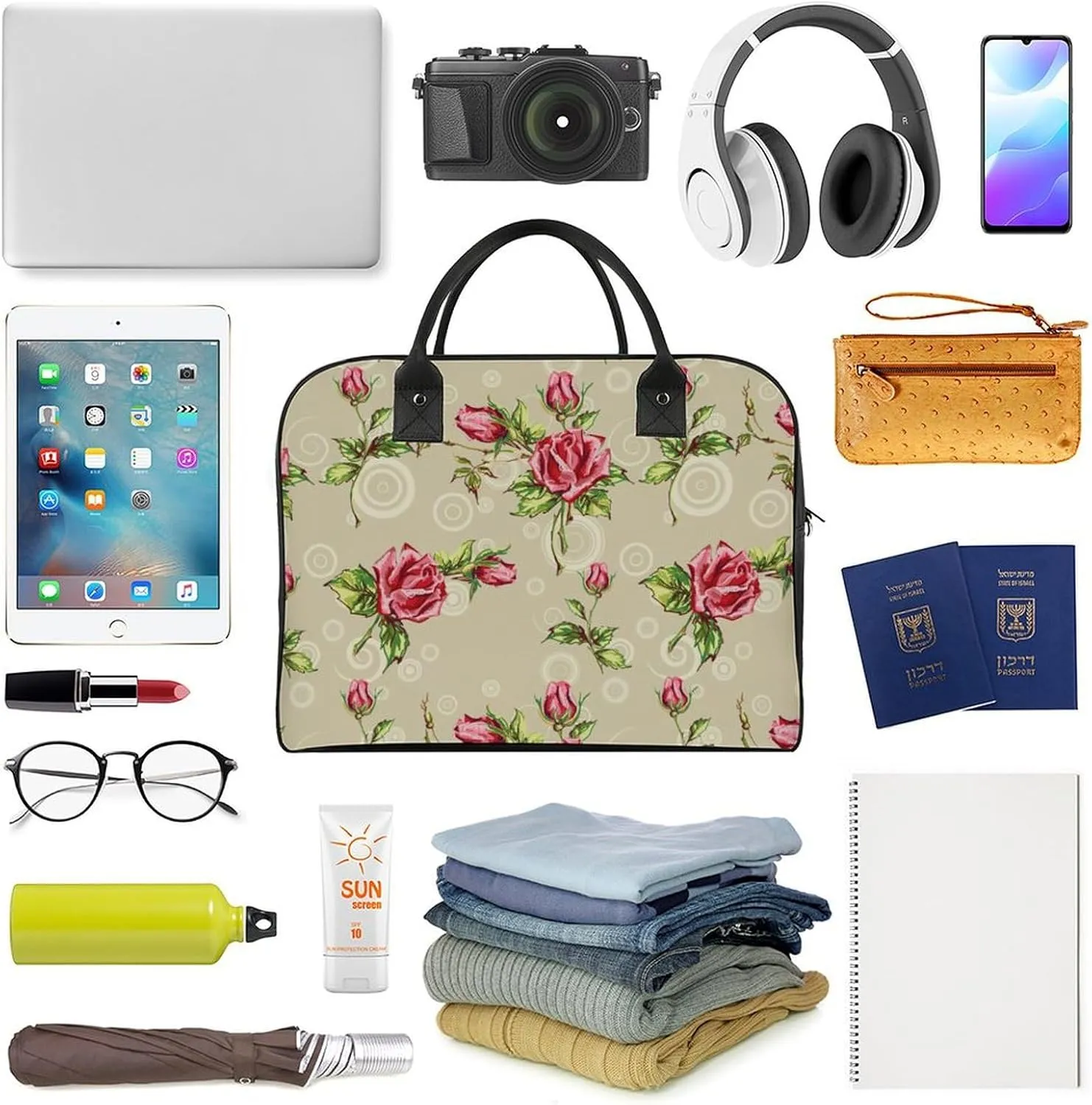 Adults Casual Nylon Colorful Butterfly Elegant Handbag for Travel 13" X 19" X 8"