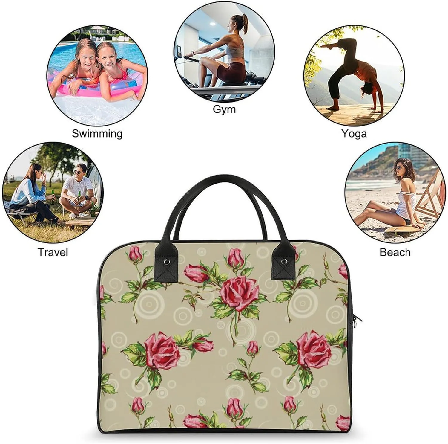 Adults Casual Nylon Colorful Butterfly Elegant Handbag for Travel 13" X 19" X 8"