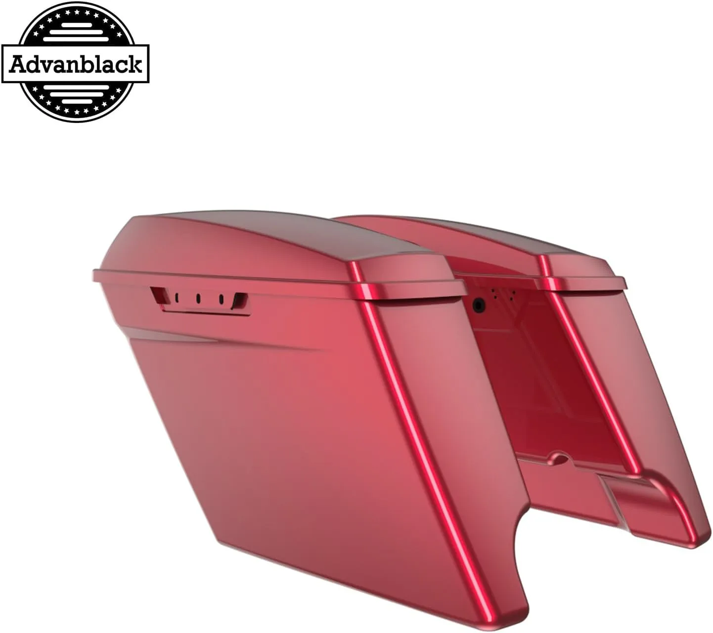 Advanblack Harley Motorcycle Hard Saddlebags 4.5" Stretched Extended Saddlebags w/Security Knobs Fits for H-D Touring 2014-2023 Road King Electra Road Street Glide Ultra Classic (Velocity Red Sunglo)