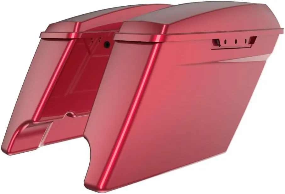 Advanblack Harley Motorcycle Hard Saddlebags 4.5" Stretched Extended Saddlebags w/Security Knobs Fits for H-D Touring 2014-2023 Road King Electra Road Street Glide Ultra Classic (Velocity Red Sunglo)